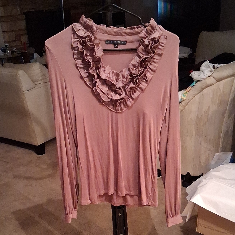 ANTONIO MELANI Dusty Pink Ruffle Blouse